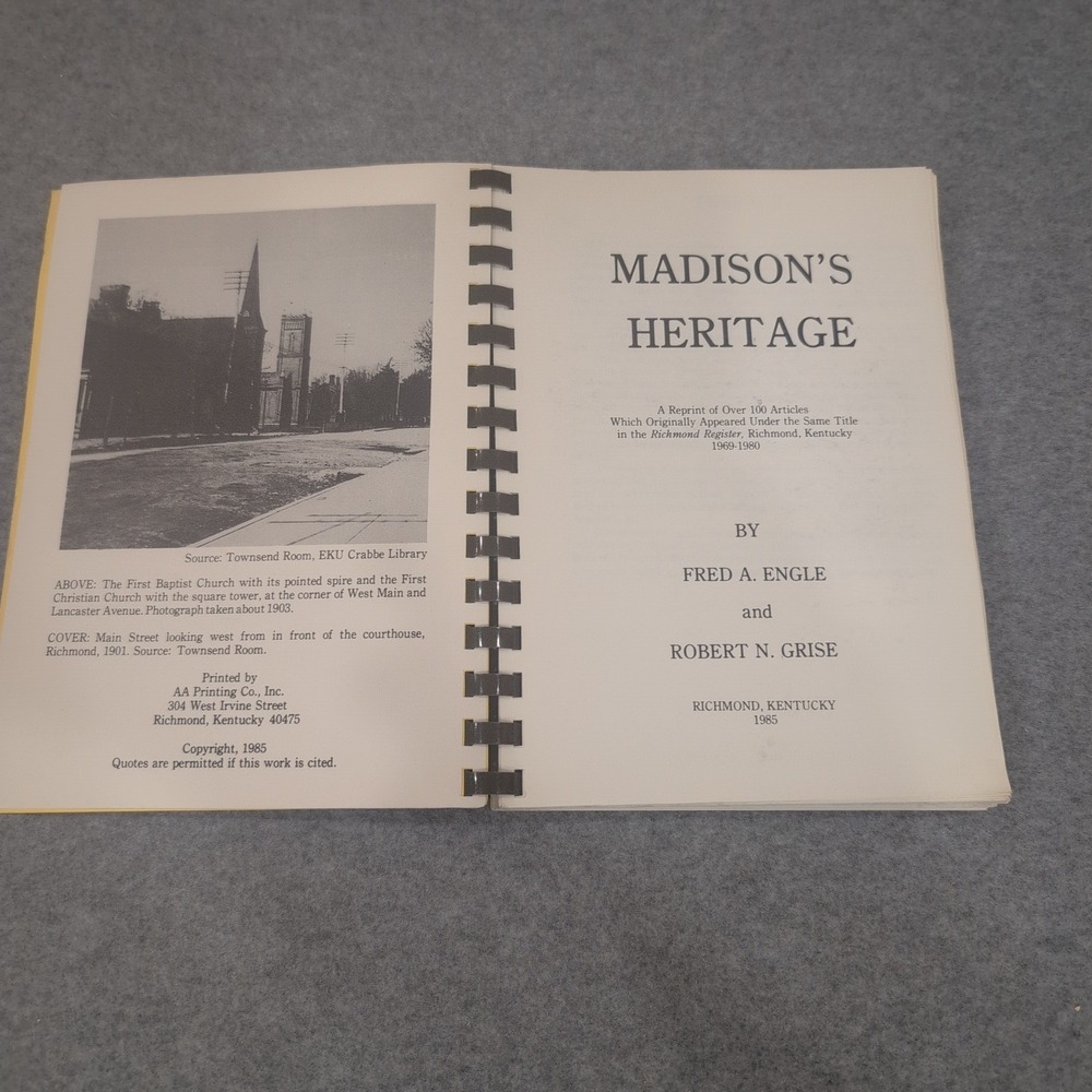 Madisons Heritage Richmond Kentucky History Fred Allen‎ Engle Robert Grise 1985 - Picture 2 of 2